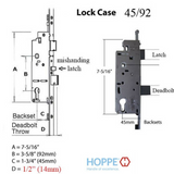 Hoppe 16mm Manual Gear, 45/92, Roller @ 29.53", 1/2" Deadbolt Throw - 8778511