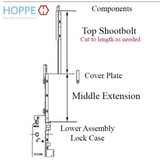HOPPE HLS9000 Top Extension Shootbolt 975 mm Manual Reverse Action,16 mm Wide - 2135195