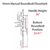 Hoppe 16mm Manual Gear, 45/92, Shootbolt, Roundbolt @ 24.41", 1" D - 8778755