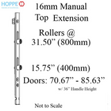 HOPPE 16mm Manual 4 Roller Top Extension, Rollers at 15.75" and 31.50" -  8778855