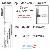 HOPPE 16mm Manual 4 Roller Top Extension, Rollers @ 23.62 and 45.28", 54.92" Length - 8778859
