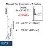 16MM MANUAL 4 ROLLER TOP EXTENSION, ROLLERS @ 23.62 AND 45.28", 54.92" LENGTH