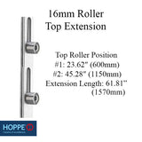 16MM MANUAL 4 ROLLER TOP EXTENSION, ROLLERS AT 23.62 AND 45.28", O.A. LENGTH 61.81"