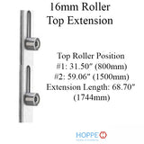 16mm Manual 4 Roller Top Extension, Rollers at 31.50 Inch and 59.06 Inch, 68.70