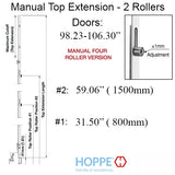 16mm Manual 4 Roller Top Extension, Rollers at 31.50 Inch and 59.06 Inch, 68.70