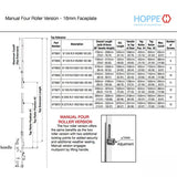 16mm Manual 4 Roller Top Extension, Rollers at 31.50 Inch and 59.06 Inch, 68.70