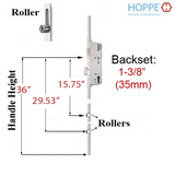 Hoppe Multipoint 1.38" Backset Manual Gear with Bottom Two Roller Extension
