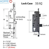 Hoppe Multipoint 1.38" Backset Manual Gear with Bottom Two Roller Extension