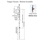 Hoppe Multipoint 1.77" Backset Manual Gear with Tongue Bottom Extension