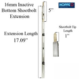 16mm Inactive Bottom Shootbolt Extension, 25mm Throw, 17.09"