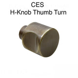 H-Knob, CES Euro Cylinder Thumbturn - Antique Brass