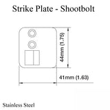 Strike Plate, PS0021L, Shootbolt.1.63 x 1.75- Stainless Steel