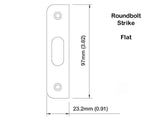 Strike Plate, RR560, Roundbolt 0.91 x 3.82 -Brass