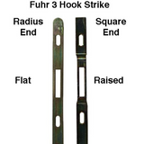 Fuhr Sliding door Strike Plate, 16mm Flat Radius Ends with dimple - YDI