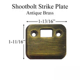Strike Plate, Shootbolt, Single Door - Antique Brass