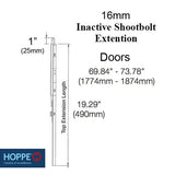 16MM INACTIVE TOP EXTENSION, 25MM SHOOTBOLT THROW, 19.29" LENGTH