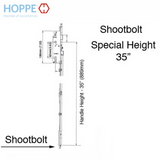 Hoppe Multipoint 16mm Manual Gear, 45/92 Shootbolt, 1" Deadbolt, 35" Handle Height