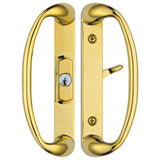 88199831 SONOMA SLIDING GLASS DOOR HANDLE WITH CENTER KEYLOCK IN POLISHED BRASS FINISH FITS 3-15/16 CTC SCREW HOLES