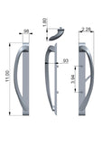 88300003 ROCKWELL MODENA CONTEMPORARY SLIDING PATIO DOOR HANDLE IN BRUSHED NICKEL FINISH