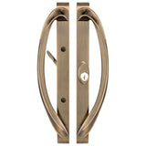 88309806 Rockwell Modena Contemporary Sliding Patio Door Handle with Center Keylock in Antique Brass Finish