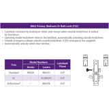 Accentra (formerly Yale)  AUR 8862FL Privacy, Bedroom, or Bath Mortise Lock with Augusta Lever, Standard Rose