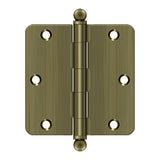 3-1/2" x 3-1/2" x 1/4" Radius Hinge, w/ Ball Tips