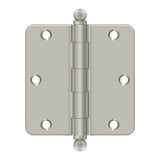 3-1/2" x 3-1/2" x 1/4" Radius Hinge, w/ Ball Tips