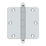 3-1/2" x 3-1/2" x 1/4" Radius Hinge, w/ Ball Tips