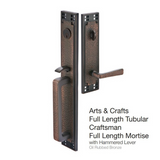 Emtek 4812 Arts & Crafts Full Length Single Cylinder Entrance Handleset - Brass Tubular