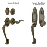 Emtek 471224 Tuscany Sectional Entrance Handleset - Lost Wax Cast Bronze Tubular - Single Cylinder