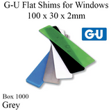 G-U Flat Shims for Windows, 100 x 30 x 2mm, Box of 1000 - Grey