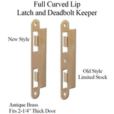 LATCH & DEADBOLT STRIKE PLATE, 57MM EXTENDED, 2-1/4 DOOR - ANTIQUE BRASS
