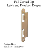 LATCH & DEADBOLT STRIKE PLATE, 57MM EXTENDED, 2-1/4 DOOR - ANTIQUE BRASS
