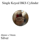 BKS CYLINDER, SINGLE KEYED, 46MM X 54MM - SILVER