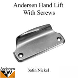 Andersen Traditional Hand Sash Lift with Screws for A-Series Double Hung Window - Satin Nickel