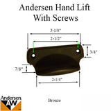 Andersen Traditional Hand Sash Lift with Screws for A-Series Double Hung Window - Oil Rubbed Bronze