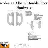 Andersen Frenchwood Gliding Door Trim Hardware, Albany, 4 Panel Interior and Exterior - White