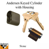 Andersen Lock Cylinder Albany Keyed Lock Cylinder with Housing Fits French Wood Hinged Doors Stone