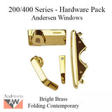 Andersen Casement Window - 200/400 Series - Hardware Pack - Folding Contemporary - Bright Brass