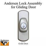 Andersen Frenchwood Gliding Doors - Lock Assembly - Albany - Exterior - Left - Gold Dust