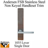 Andersen FSB 1035 Non Keyed Complete Trim Set for Single Door - Stainless Steel