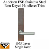 Andersen FSB 1075 Non Keyed Complete Trim Set for Single Door - Stainless Steel