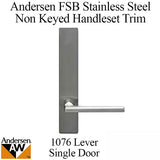 Andersen FSB 1076 Non Keyed Complete Trim Set for Single Door - Stainless Steel