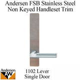 Andersen FSB 1102 Non Keyed Complete Trim Set for Single Door - Stainless Steel