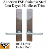 Andersen FSB 1035 Non Keyed Complete Trim Set for Double Door - Stainless Steel