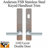 Andersen FSB 1102 Complete Keyed Trim Set for Double Door - Stainless Steel