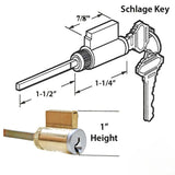AMERICAN REPLACEMENT LOCK CYLINDER, 1" X 1-1/2 SCHLAGE