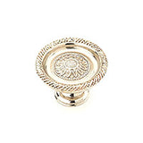 Schaub Sunflower, Solid Brass, Symphony, Round Knob, 1-3/4" diameter, White Brass finish.