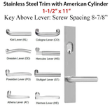 Neuma Multipoint Trim, 1-1/2 x 11 inch, American Cylinder Stainless Steel Handle Set