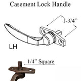 Marvin Push out Casement Lock Handle, Left Hand Active - Choose Color